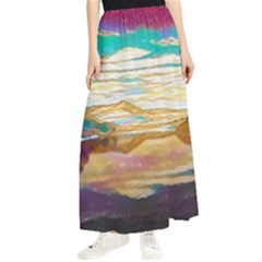 Vibrant Sunset Over Serene Lake Maxi Chiffon Skirt by ExtraAwesomeSauce