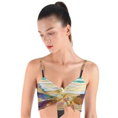 Vibrant Sunset Over Serene Lake Woven Tie Front Bralet by ExtraAwesomeSauce