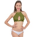 Royalty Inspired Crown Pattern Cross Front Halter Bikini Top View1