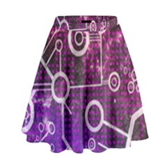 Cosmic Network Geometric Art High Waist Skirt by ExtraAwesomeSauce