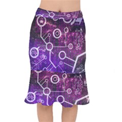 Cosmic Network Geometric Art Short Mermaid Skirt by ExtraAwesomeSauce