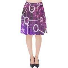 Cosmic Network Geometric Art Velvet High Waist Skirt by ExtraAwesomeSauce