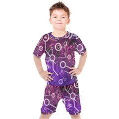 Cosmic Network Geometric Art Kids  T-shirt And Shorts Set by ExtraAwesomeSauce