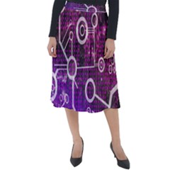Cosmic Network Geometric Art Classic Velour Midi Skirt  by ExtraAwesomeSauce