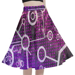 Cosmic Network Geometric Art A-line Full Circle Midi Skirt With Pocket by ExtraAwesomeSauce