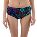 Abstract Tech Galaxy Design Reversible Mid-Waist Bikini Bottoms View1