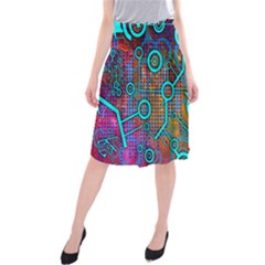 Abstract Tech Galaxy Design Midi Beach Skirt by ExtraAwesomeSauce