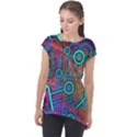 Abstract Tech Galaxy Design Cap Sleeve High Low Top View1