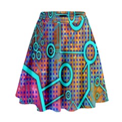 Abstract Tech Galaxy Design High Waist Skirt by ExtraAwesomeSauce