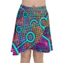 Abstract Tech Galaxy Design Chiffon Wrap Front Skirt View1