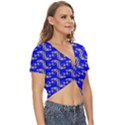 Eye of Horus Pattern Twist Front Crop Top View3