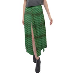 Green Diamond Grid Pattern Velour Split Maxi Skirt by ExtraAwesomeSauce