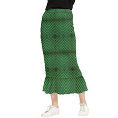 Green Diamond Grid Pattern Maxi Fishtail Chiffon Skirt by ExtraAwesomeSauce