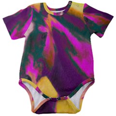 Vibrant Abstract Equine Art Baby Short Sleeve Bodysuit by ExtraAwesomeSauce