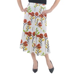 Tree Auntumn Leaf Midi Mermaid Skirt by anzea