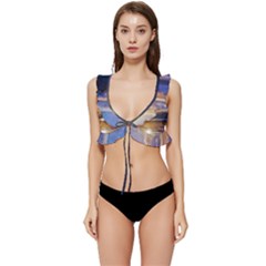Serene Sunset Over Water Low Cut Ruffle Edge Bikini Top by ExtraAwesomeSauce