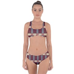 Modern Art Geometric Pattern In Red Hues Criss Cross Bikini Set by ExtraAwesomeSauce