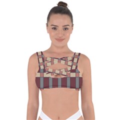Modern Art Geometric Pattern In Red Hues Bandaged Up Bikini Top by ExtraAwesomeSauce
