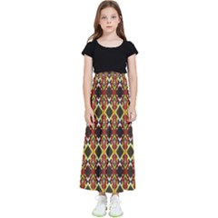 Colorful Geometric Pattern Design Kids  Flared Maxi Skirt by ExtraAwesomeSauce