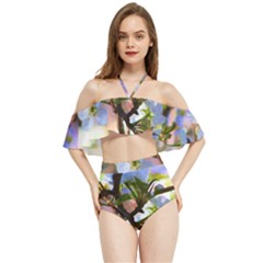 Springtime Pear Tree Blossoms Halter Flowy Bikini Set  by ExtraAwesomeSauce