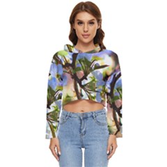 Springtime Pear Tree Blossoms Women s Lightweight Cropped Hoodie by ExtraAwesomeSauce