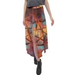 Enchanted Nebula Pentagram Art Velour Split Maxi Skirt by ExtraAwesomeSauce
