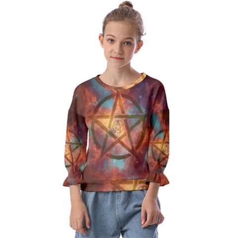 Enchanted Nebula Pentagram Art Kids  Cuff Sleeve Top by ExtraAwesomeSauce