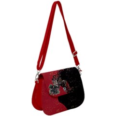 Bird Black & Red Floral Saddle Handbag by CoolDesigns