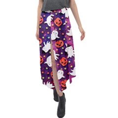 Fun Halloween Ghosts, Adoxali, Fun, Halloween Velour Split Maxi Skirt by kyorashop23