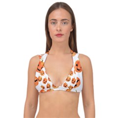 Orange Carved Pumpkins, Adoxali, Halloween Double Strap Halter Bikini Top by kyorashop23