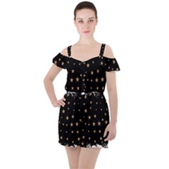 Little Stars Pattern Ruffle Cut Out Chiffon Playsuit by ConteMonfrey
