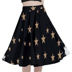 Little Stars Pattern A-line Full Circle Midi Skirt With Pocket by ConteMonfrey