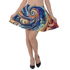 Colorful Motion Abstract Art Velvet Skater Skirt by ExtraAwesomeSauce