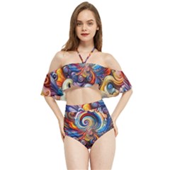 Dynamic Color Vortex Halter Flowy Bikini Set  by ExtraAwesomeSauce