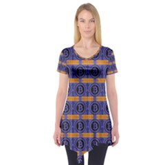 Bitcoin Logo Pattern Short Sleeve Tunic  by ExtraAwesomeSauce