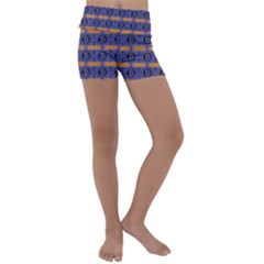 Bitcoin Logo Pattern Kids  Lightweight Velour Yoga Shorts by ExtraAwesomeSauce