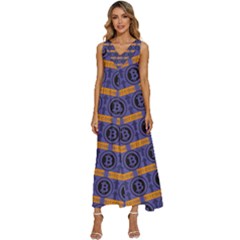 Bitcoin Logo Pattern V-neck Sleeveless Wide Leg Pants Overalls by ExtraAwesomeSauce
