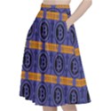Bitcoin Logo Pattern A-Line Full Circle Midi Skirt With Pocket View2