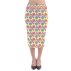 Colorful Bitcoin Pattern Velvet Midi Pencil Skirt by ExtraAwesomeSauce