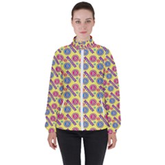 Colorful Bitcoin Pattern Women s High Neck Windbreaker by ExtraAwesomeSauce