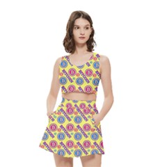 Colorful Bitcoin Pattern Women s Crop Top Pleated Skater Rave Skirt by ExtraAwesomeSauce
