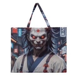 Demon Samurai Zipper Large Tote Bag by AwesomeSauce