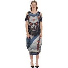 Demon Samurai Cold Shoulder Loose Fit Dress With Pockets by AwesomeSauce