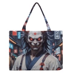 Demon Samurai Zipper Medium Tote Bag by AwesomeSauce