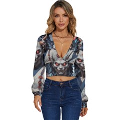 Demon Samurai Long Sleeve Deep-v Velour Top by AwesomeSauce