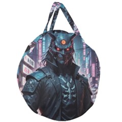 Cyberpunk Demon Samurai Giant Round Zipper Tote by AwesomeSauce