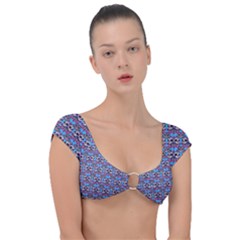Colorful Sugar Skull Cat Pattern Cap Sleeve Ring Bikini Top by ExtraAwesomeSauce