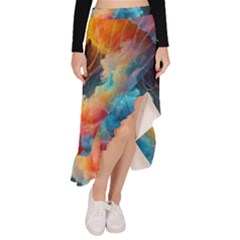 Cosmic Jellyfish Artwork Asymmetrical Ruffle Hem Skirt  by ExtraAwesomeSauce