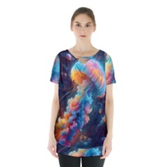 Cosmic Jellyfish Artwork Skirt Hem Sports Top by ExtraAwesomeSauce