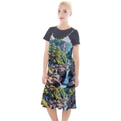 Serene Mountain Waterfall Landscape Camis Fishtail Dress by ExtraAwesomeSauce